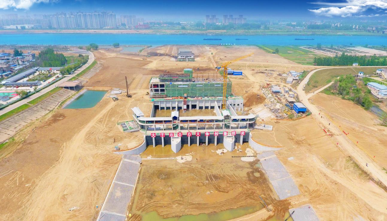安徽水利蚌埠靚淮河龍子河口綜合樞紐布置工程。安徽建工集團供圖